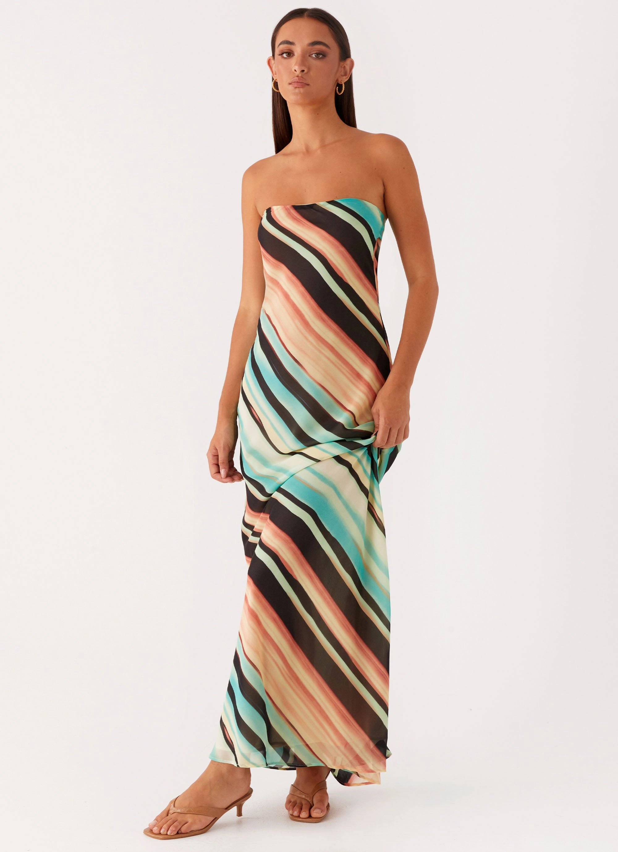 Padded-Bust Como Maxi Dress - Stripe