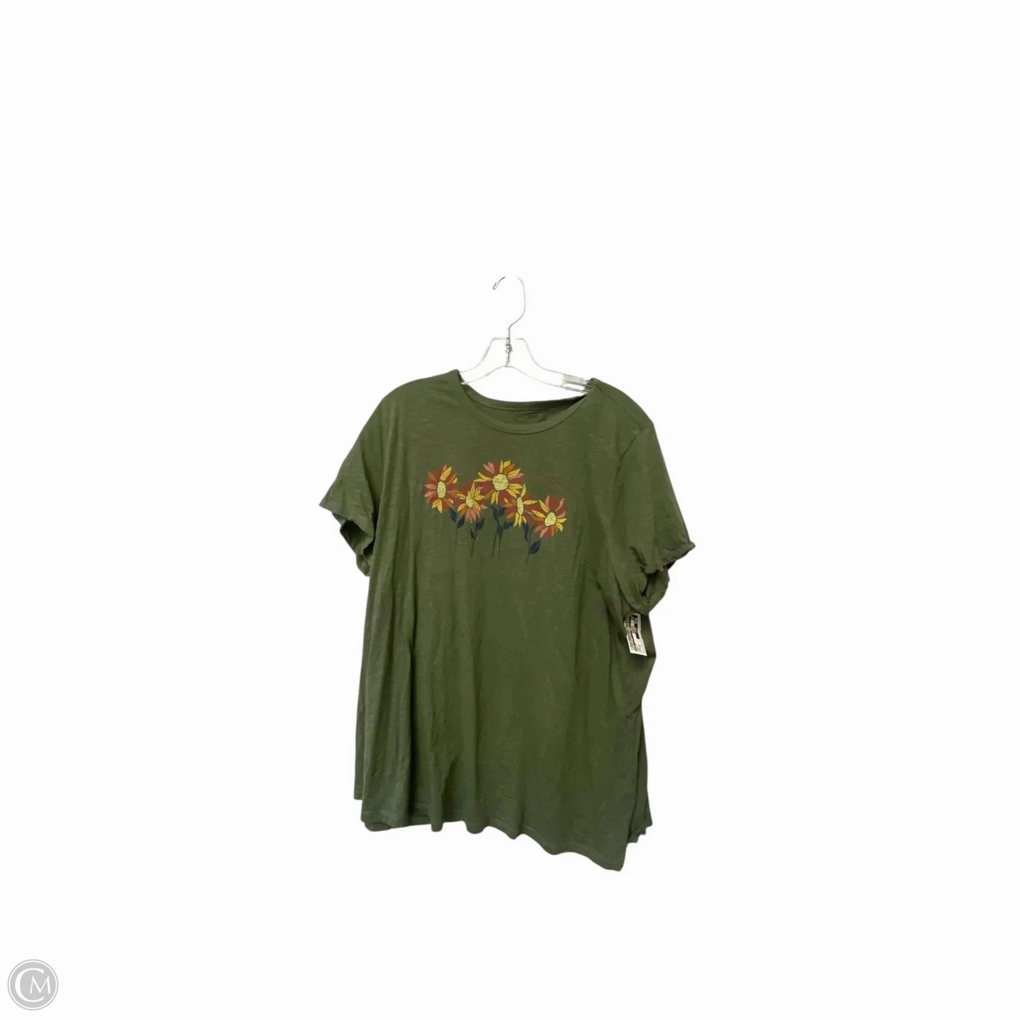 Seasonal Staple Stretchable Collar Band Top Short Sleeve By Dip In Green, Size: 2x