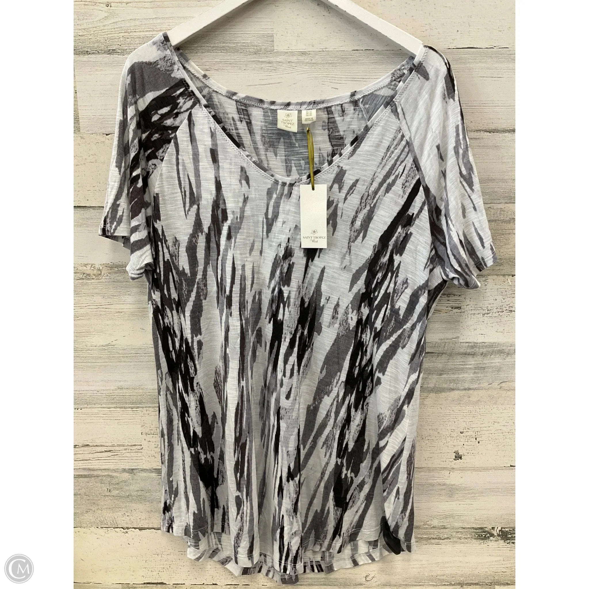 Top Short Sleeve By St Tropez In White, Size: 1x hiking clothes