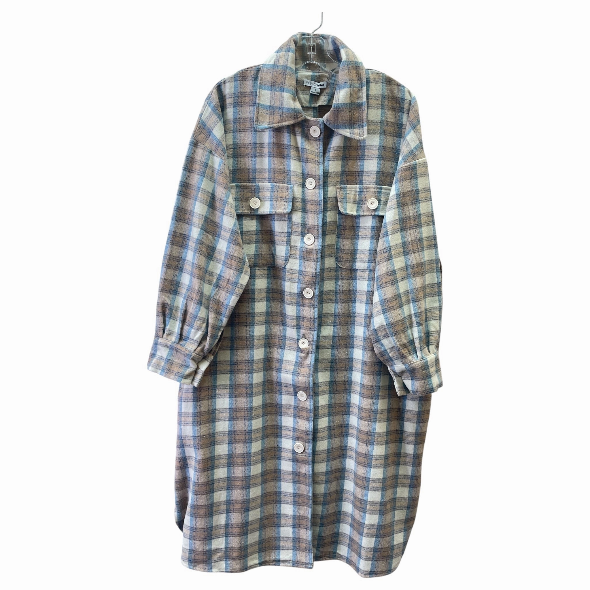 Jacket Shirt By Fashion Nova In Cream, Size:S Outdoor Style Staple