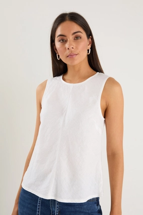 Shoreline Ivory Linen Bias Sleeveless Shell Top High Visibility Trim