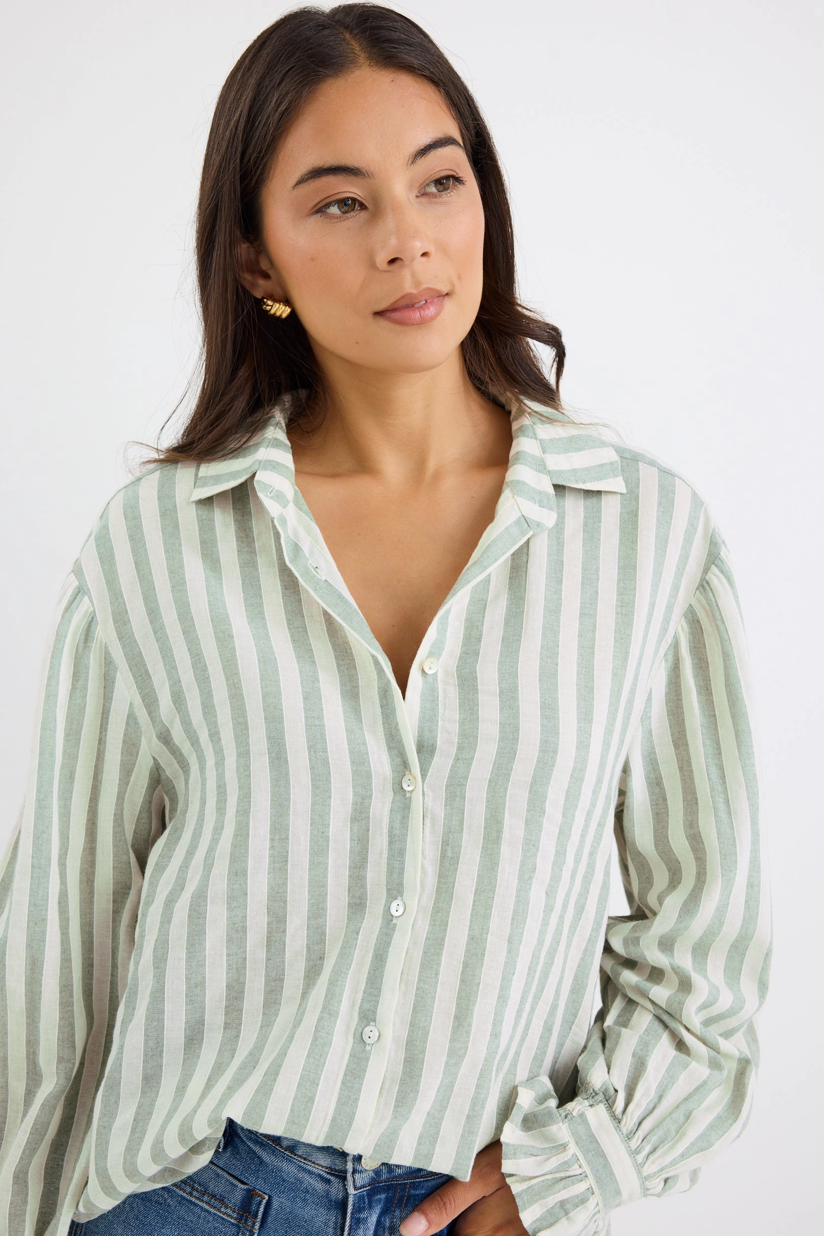 HeatPressedLogos AntiSnag Fabric Connection Moss Stripe Drop Shoulder LS Shirt