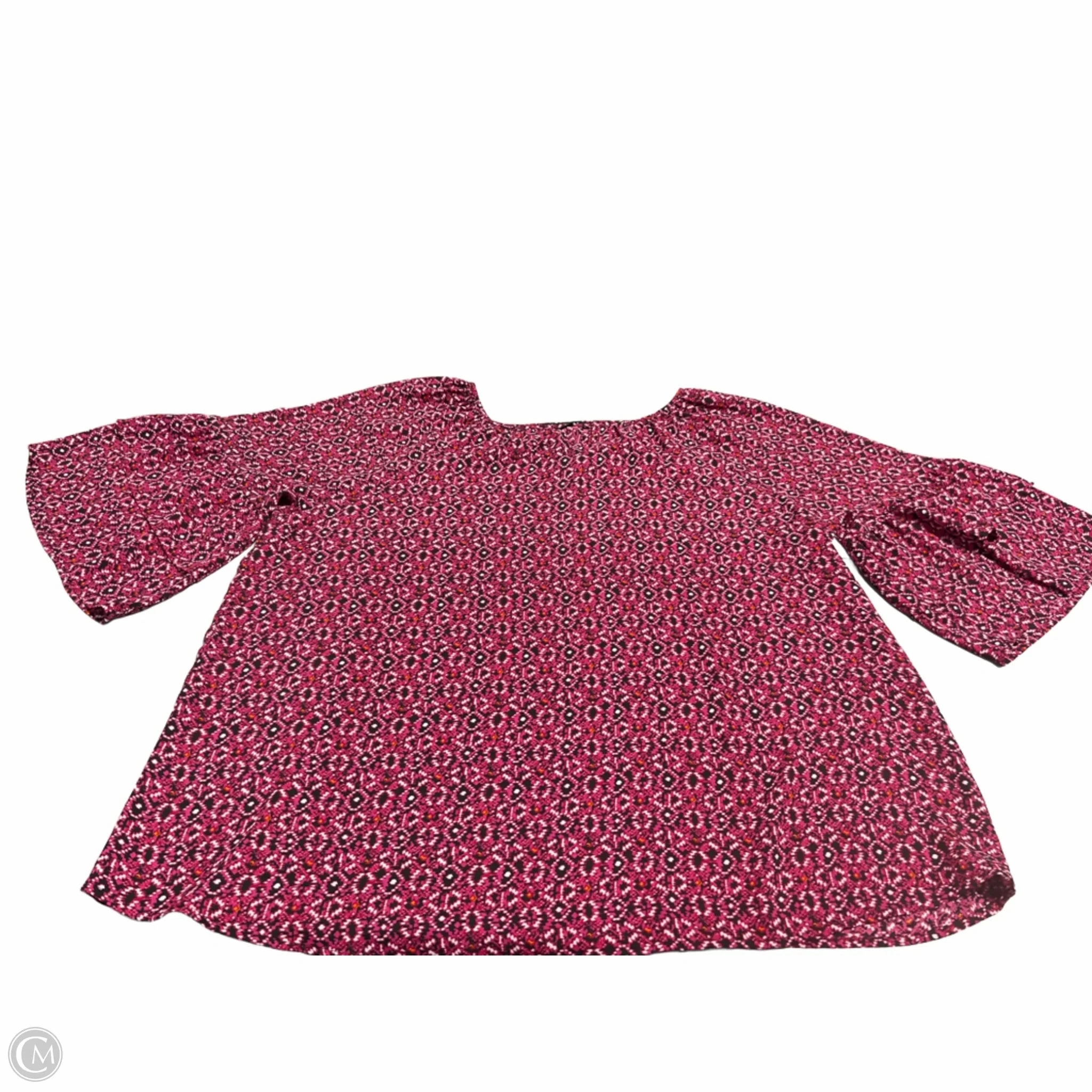 Elegant Detail Top Short Sleeve By Roz And Ali In Pink, Size: 2x
