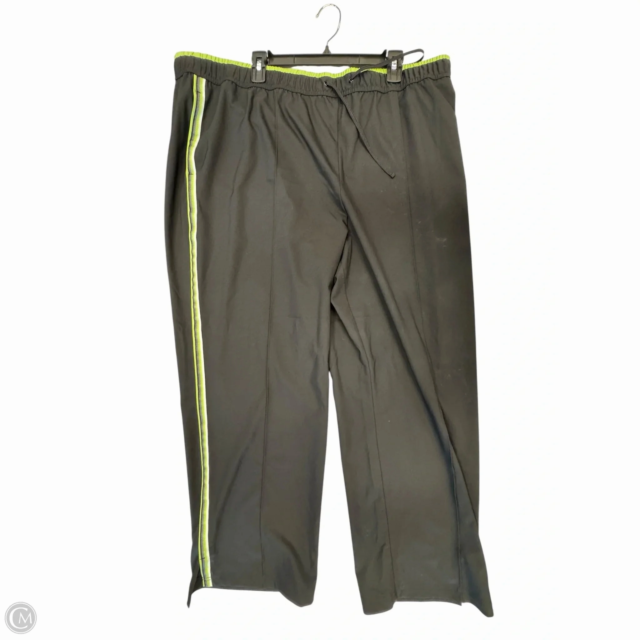 Lightweight Fabric Wrinkle Resistant Finish Athletic Pants By Made For Life In Black & Green, Size: 3x