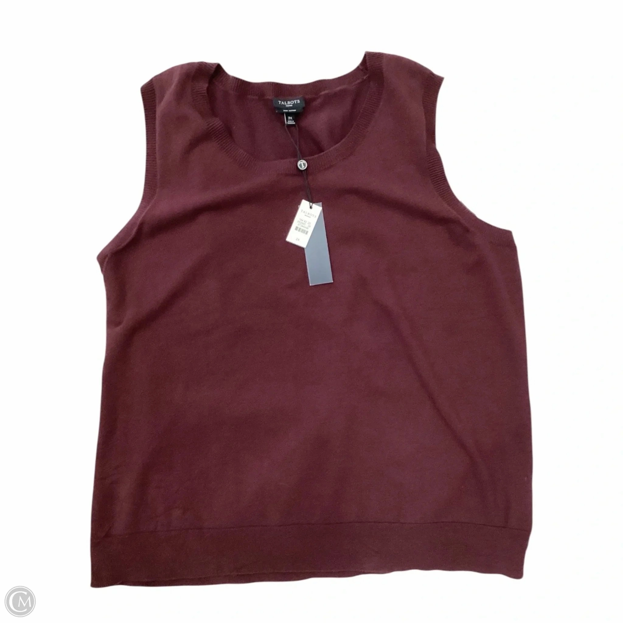 Vest Sweater By Talbots In Maroon, Size: 2x Warm Essentials