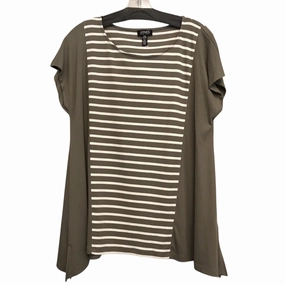 Timeless Look Wear Top Ss By Jones New York In Green & White, Size:Xl