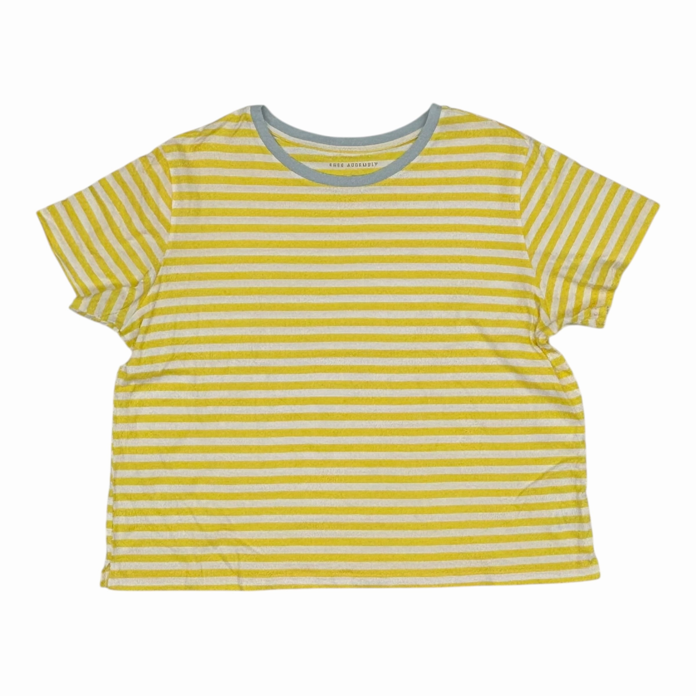 Top Ss By Free Assembly In White & Yellow, Size:Xxl Structured silhouette Slim Fit Wear