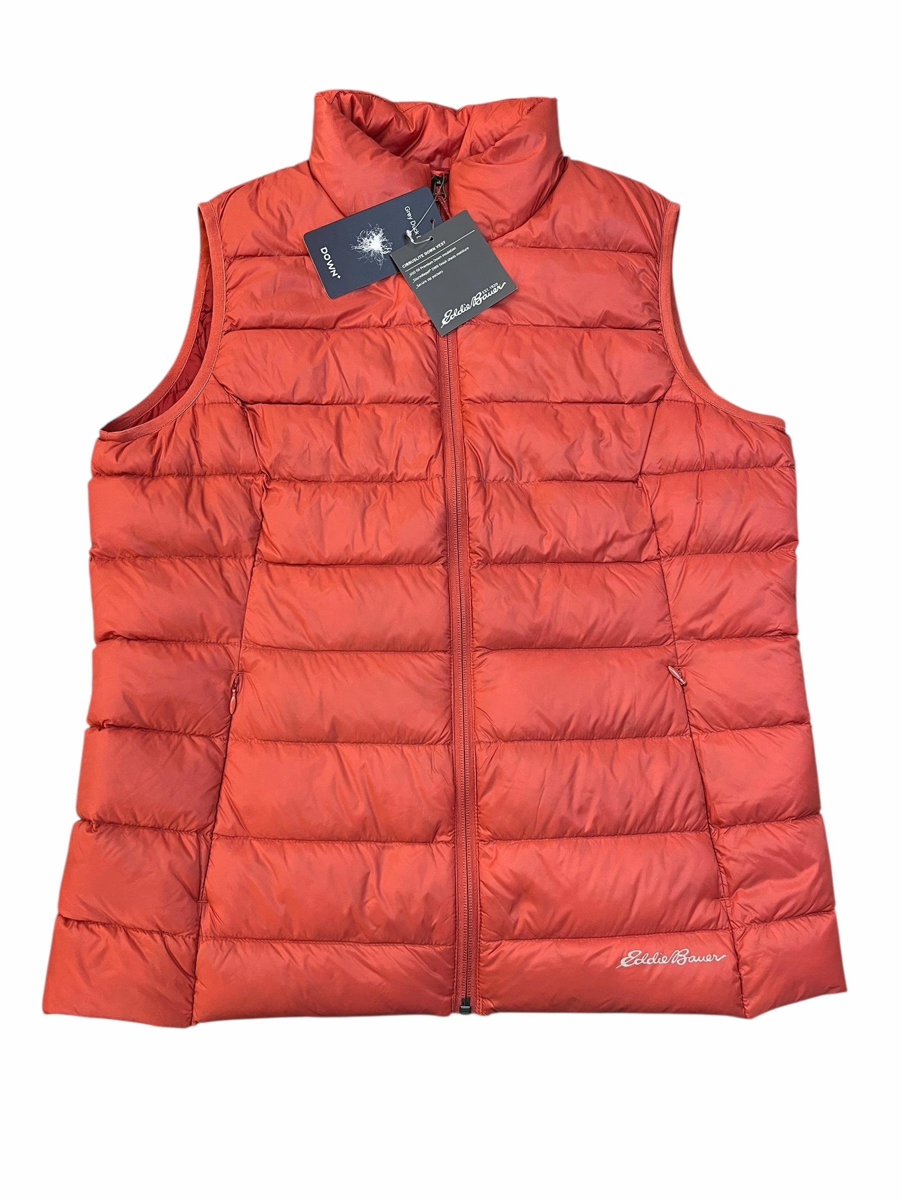 Ventilated Panels Heavyweight Fabric Vest Puffer & Quilted By Eddie Bauer In Orange, Size:L