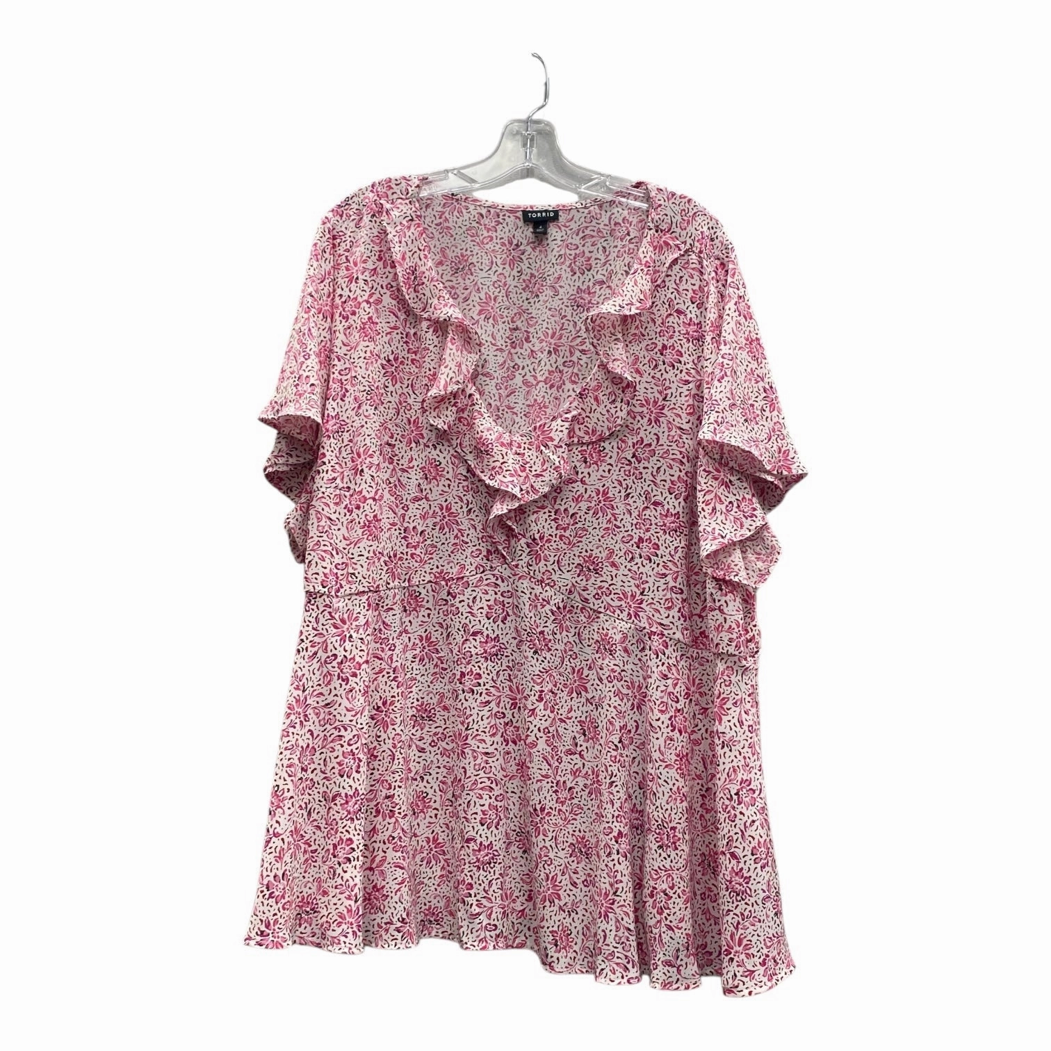 Street Style Bold Comfort Top Ss By Torrid In Pink, Size:4X