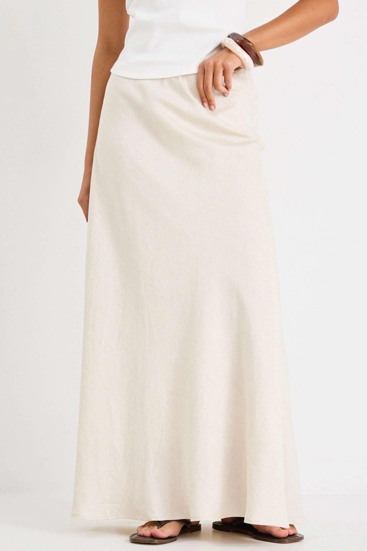 Lagos Natural Linen Blend Bias Maxi Skirt Trendy Mood Modern Tones