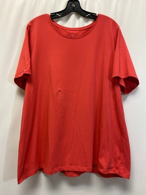 Minimalist Stitching Coral Top Short Sleeve Cj Banks, Size 2x