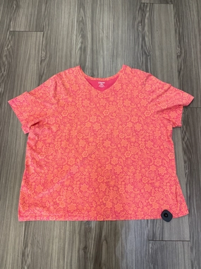 Coral Top Short Sleeve Liz And Me, Size 3x Set In Sleeve Roomy Fit