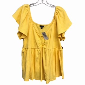 Easy Care Material Top Ss By Torrid In Yellow, Size:2X