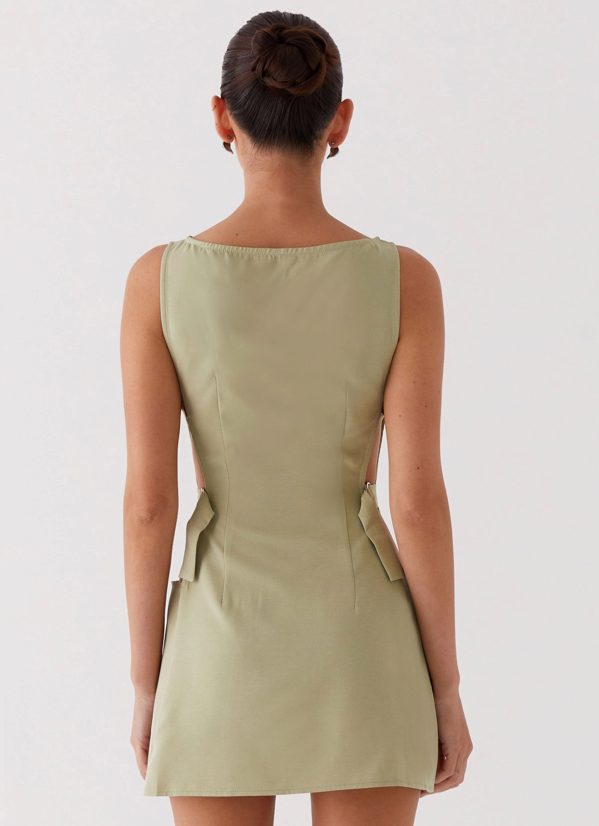 Linen Vibe Cherish You Buckle Mini Dress - Olive