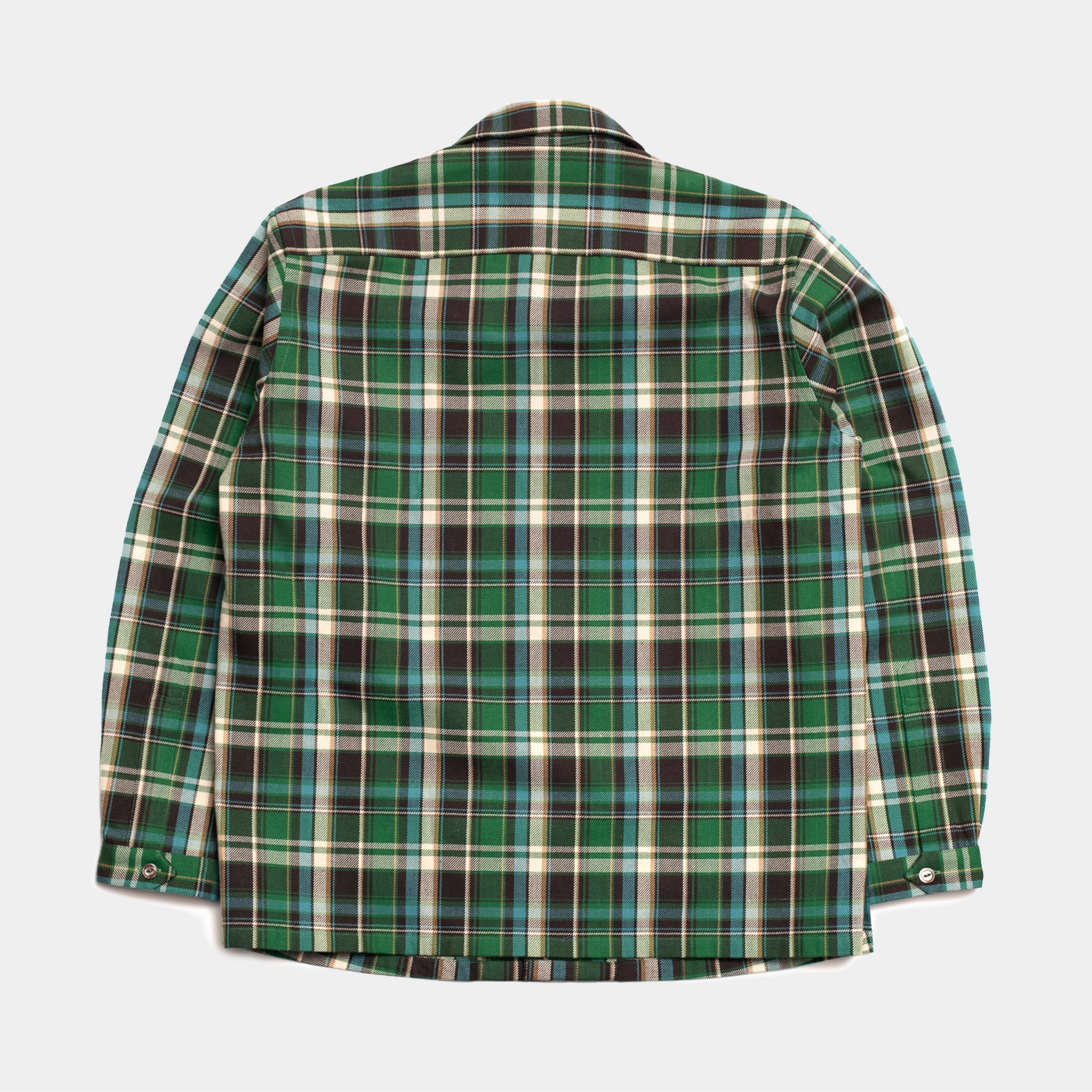 Button front natural fiber Cotton Sports Shirt Green/Blue Check