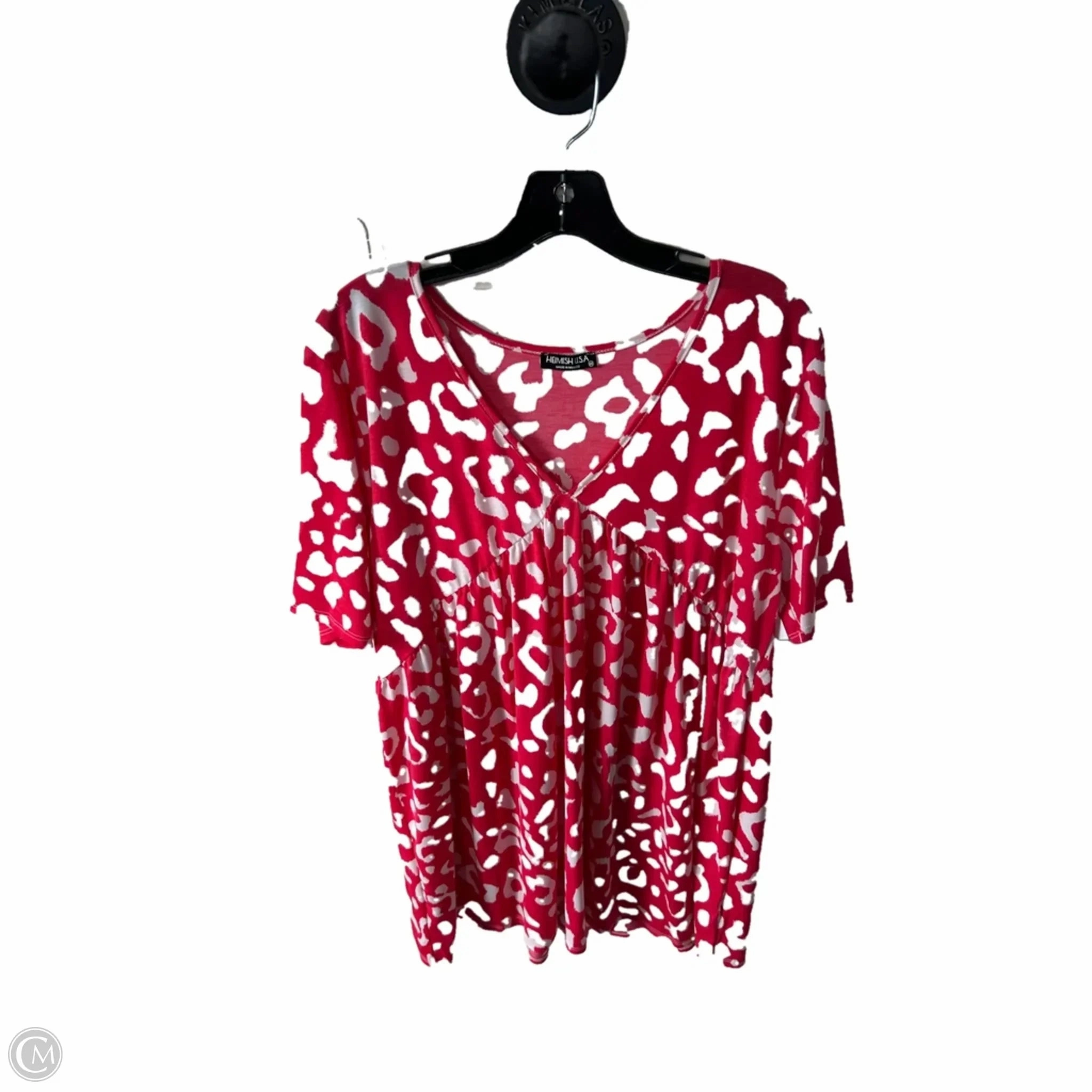 Quick Dry Technology Casual Chic Look Top Short Sleeve By Heimish Usa In Red & White, Size: 2x