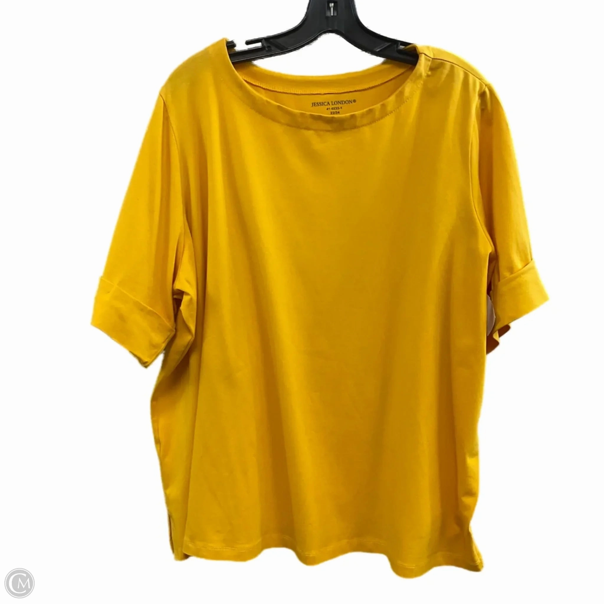 Bold colors Weekend Style Trend Top Short Sleeve By Jessica London In Yellow, Size: 3x