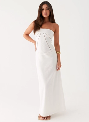 Fit Clean Soft color Cerisa Linen Maxi Dress - White