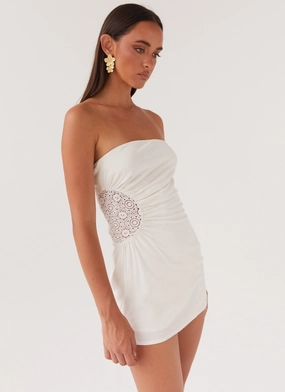 Palm Island Tube Mini Dress - White Clean Grace Premium Material