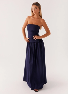 Carmel Maxi Dress - Navy Elegant holiday wear Effortless Mood