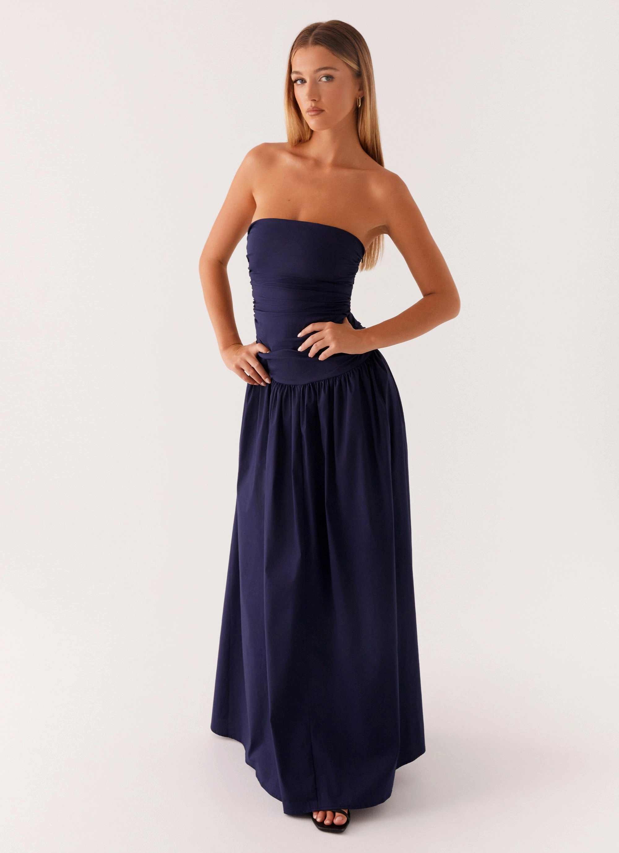Carmel Maxi Dress - Navy Elegant holiday wear Effortless Mood