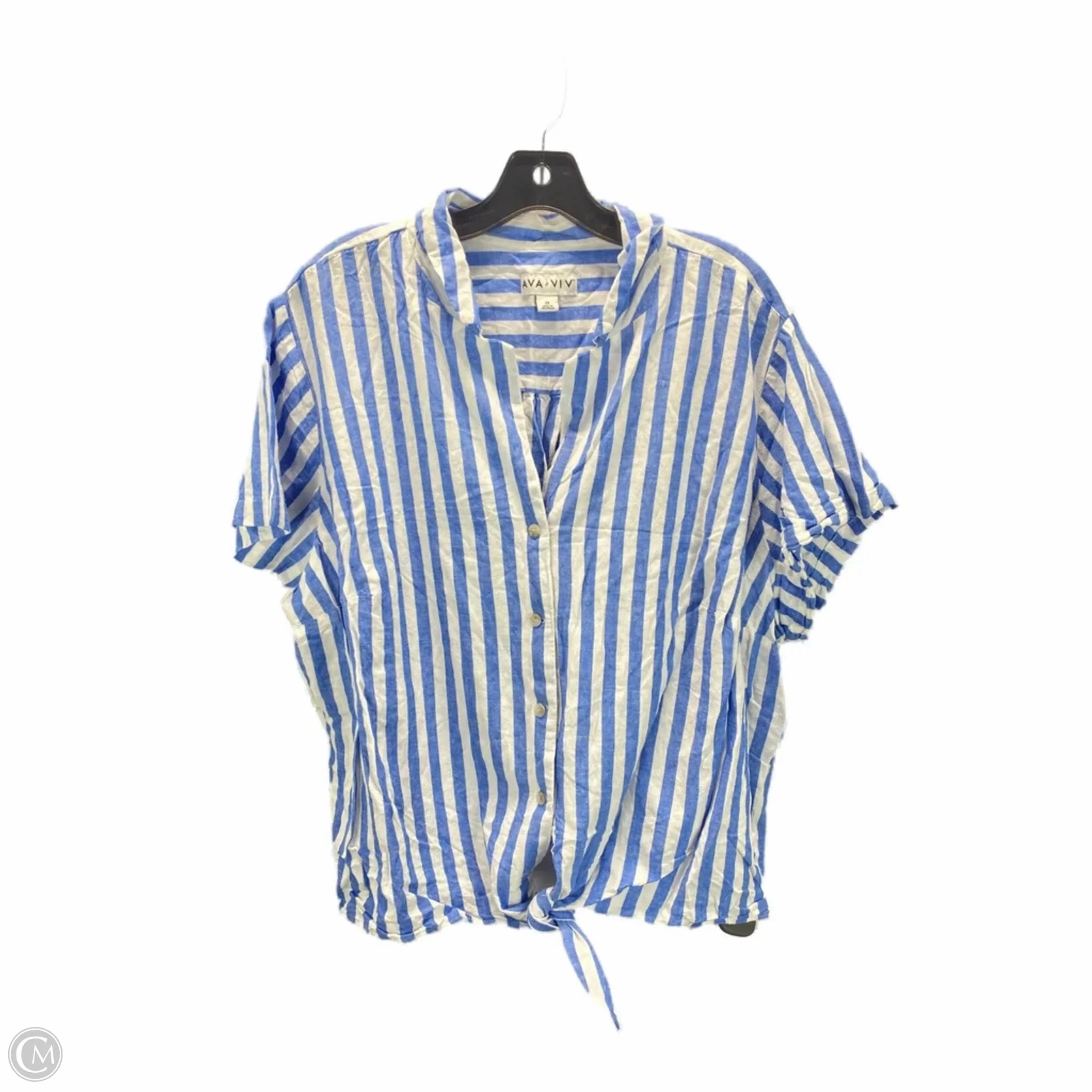 Top Short Sleeve By Ava & Viv In Striped Pattern, Size: 2x Performance Fit Wear