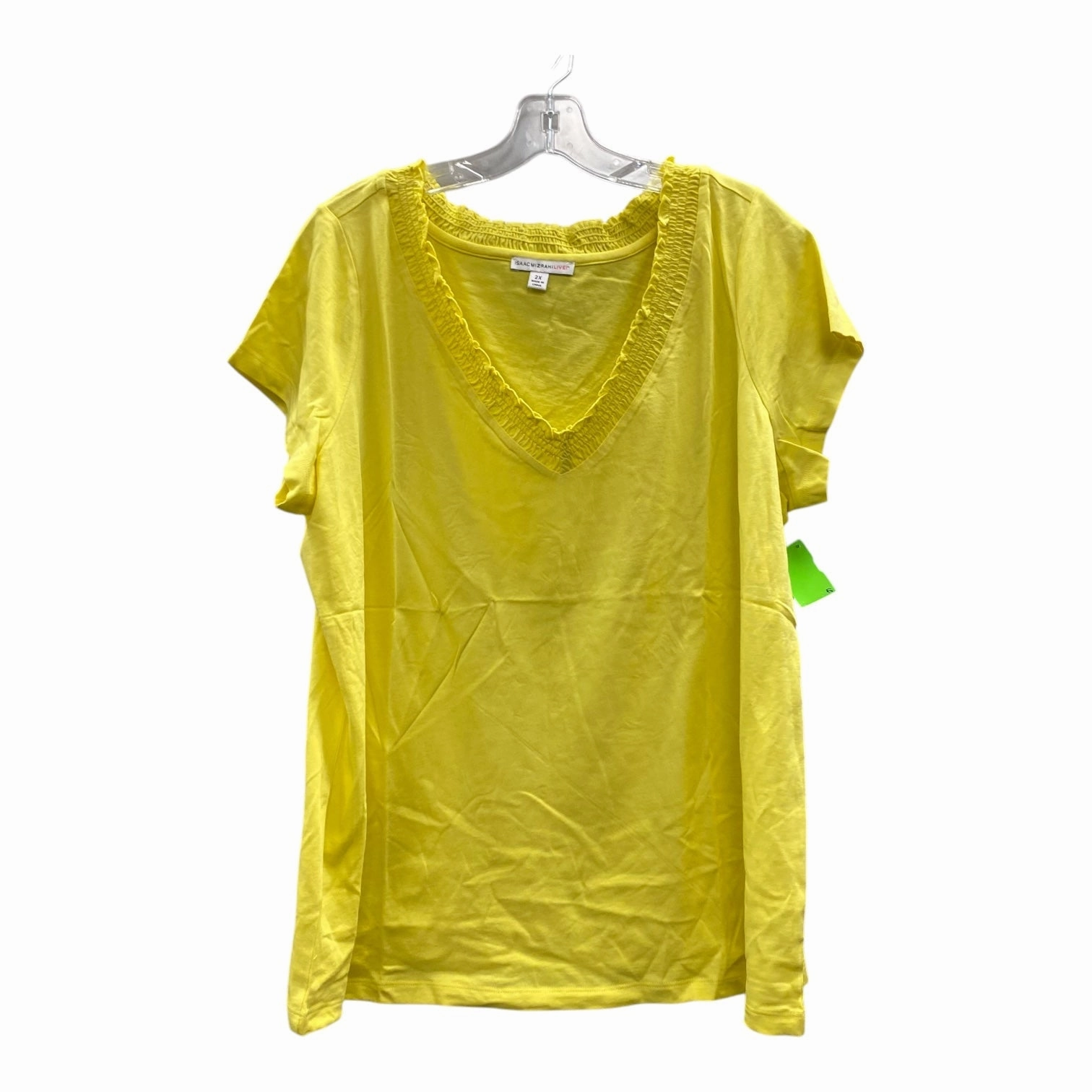 Top Ss By Isaac Mizrahi Live Qvc In Yellow, Size:2X Wear Resistant Fabric Trendy Fashion
