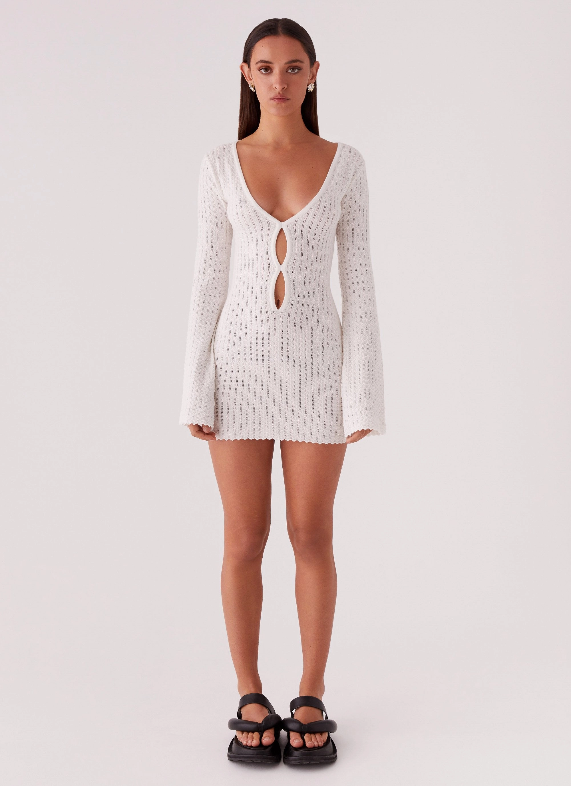 Lavelle Knit Mini Dress - Ivory Easy Fit Fall Mood
