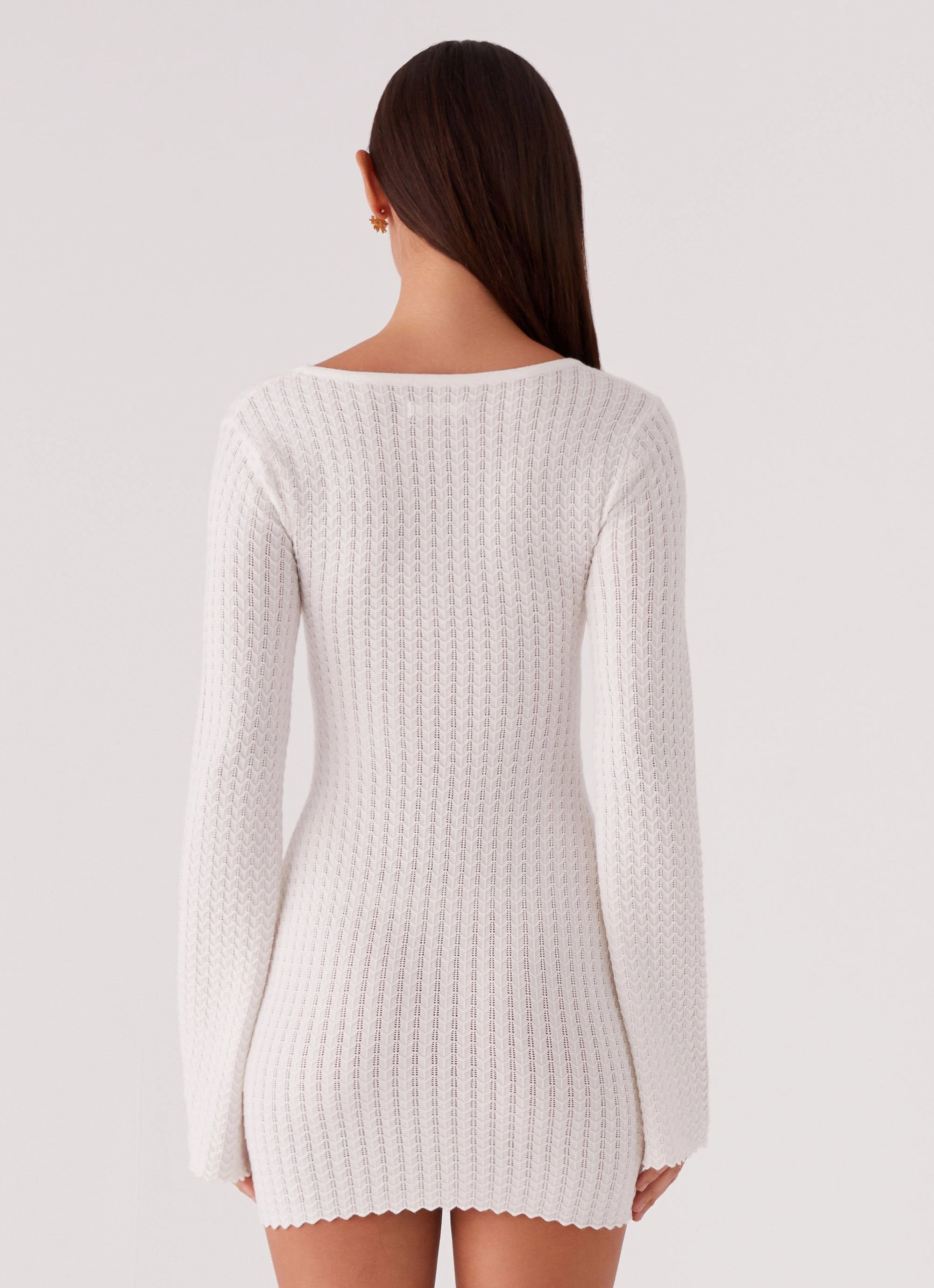 Lavelle Knit Mini Dress - Ivory Silky texture Lux Look