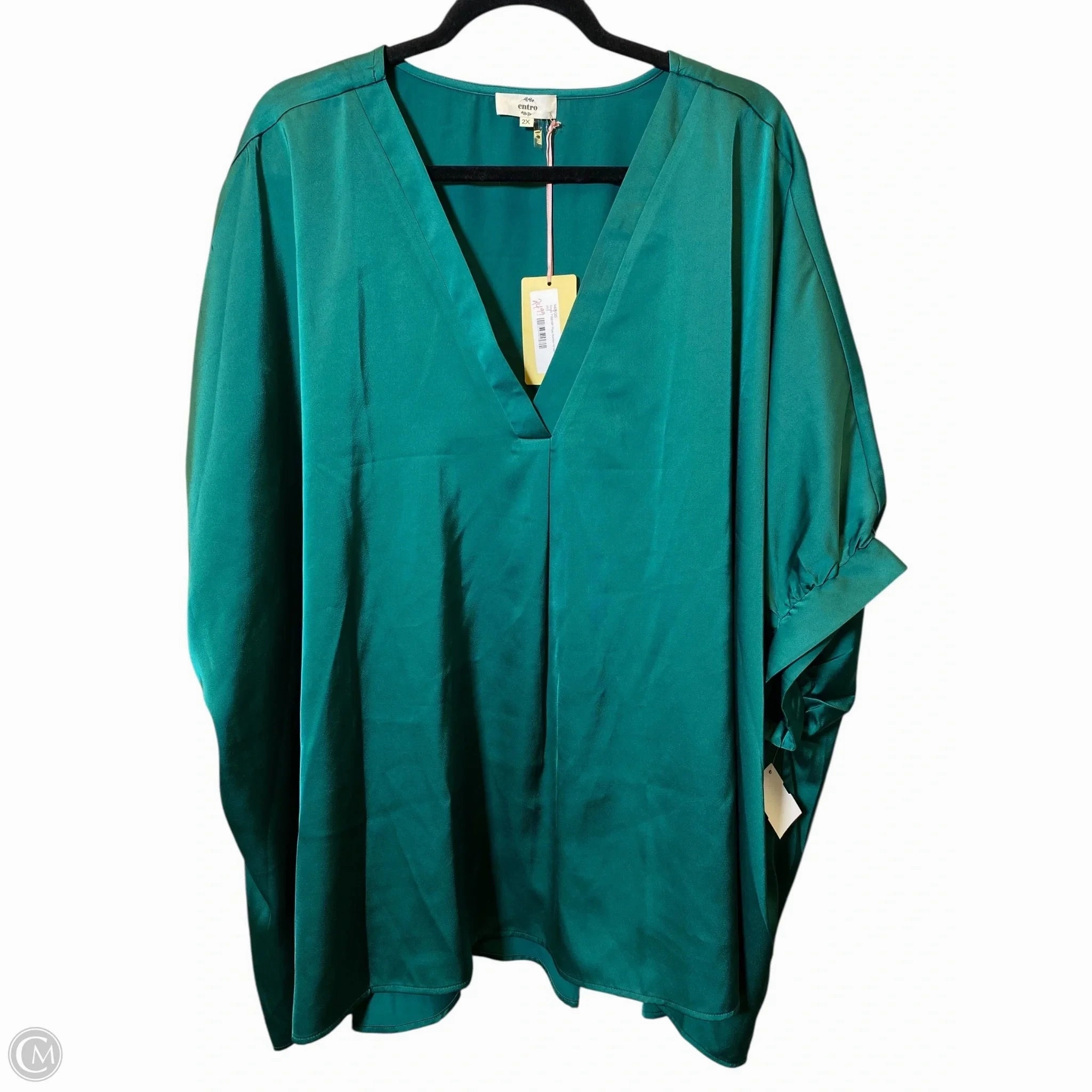 Versatile and Comfortable Top Short Sleeve By Entro In Green, Size: 2x