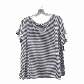 Top Ss By Max Studio In Blue & White, Size:1X DoubleStitched Seams