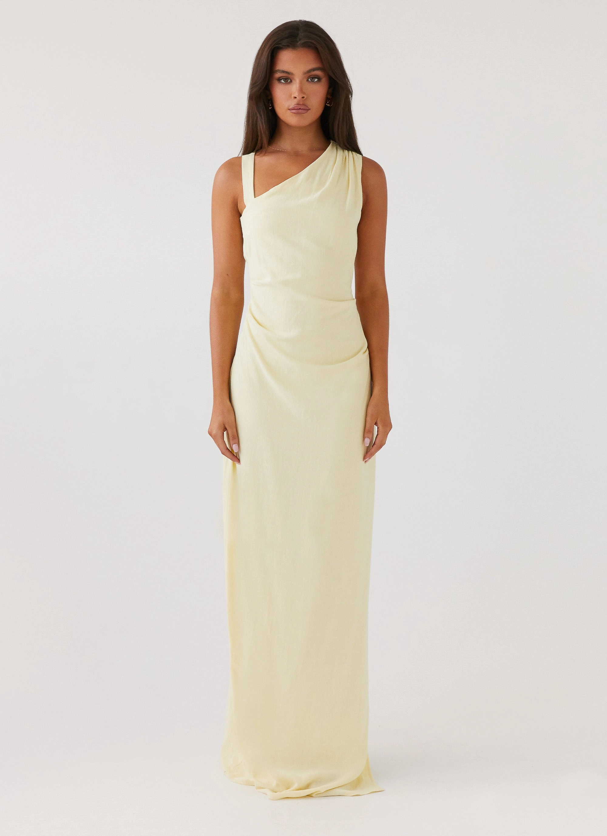 Timeless Appeal Zip-Closure Daffodil Charm Linen Maxi Dress - Sunflower Yellow
