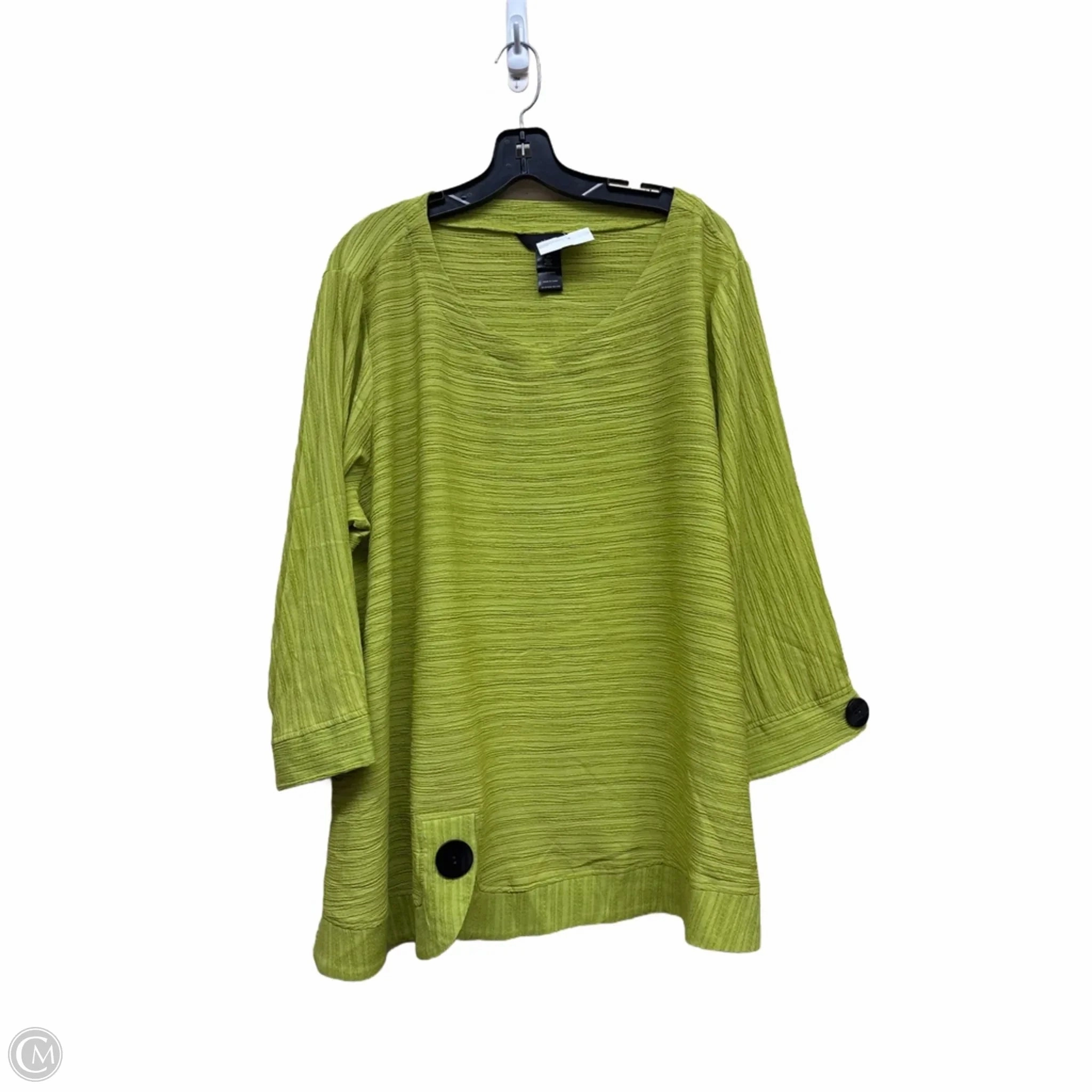 UV protected Neutral Color Top Short Sleeve By Ali Miles In Green, Size: 2x