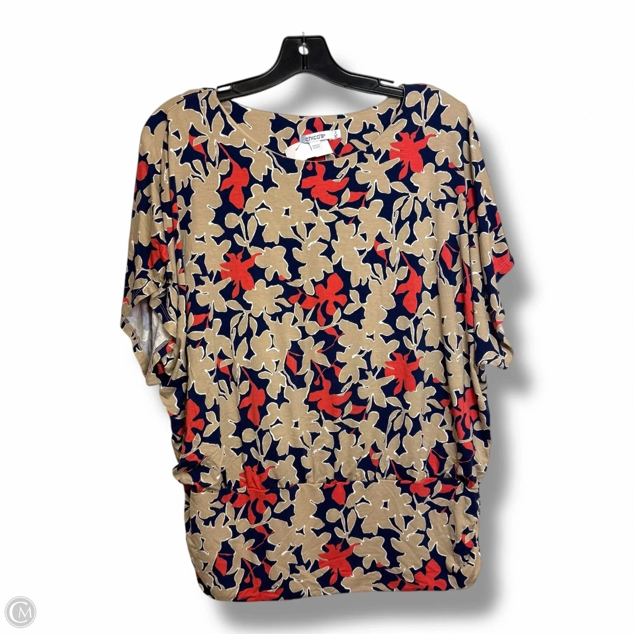 Top Short Sleeve By Chicos In Multi-colored, Size: Xl Sporty Stretch Fit