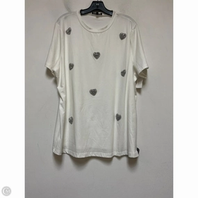 weekday wear Sophisticated Casual Top Short Sleeve By Clothes Mentor In Silver & White, Size: 2x