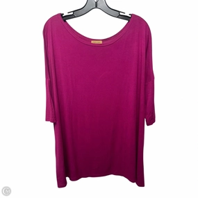 On-the-Go Fashion Top Short Sleeve Basic By Piko In Pink, Size: 2x