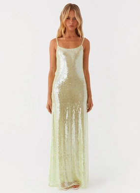 Perfect Comfort Wear Higher Level Sequin Maxi Dress - Mint