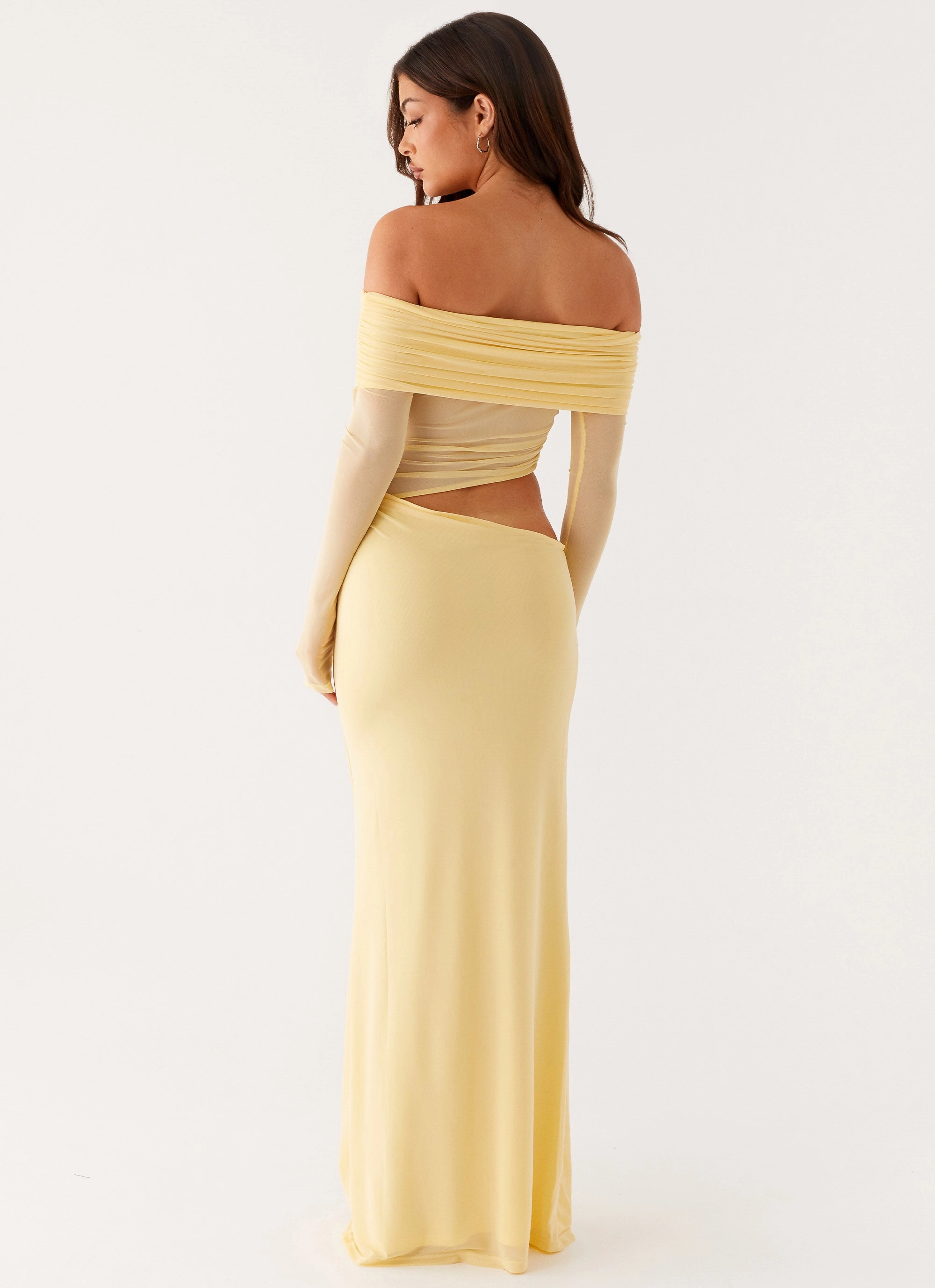 Front-Slit Modern Layers Emery Maxi Dress - Yellow