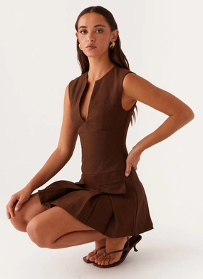 Cassia Mini Dress - Brown Daily Favorite Shine Skin