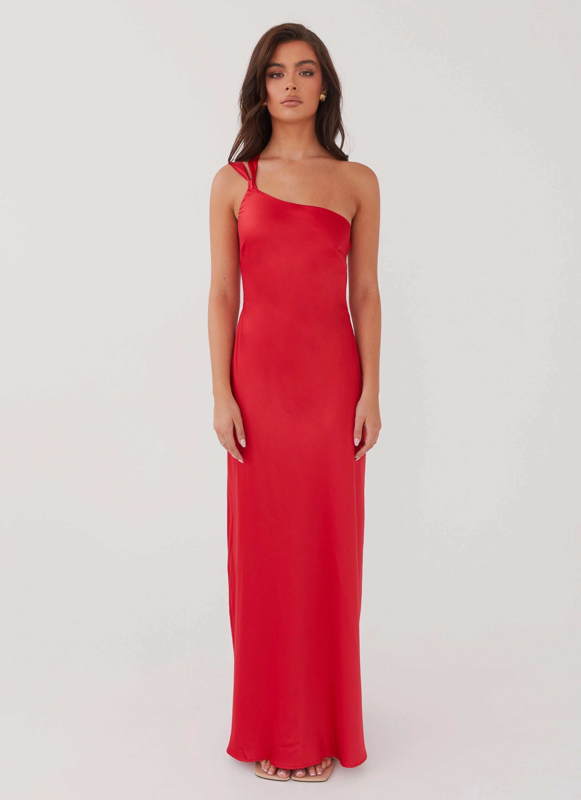 Delancy One Shoulder Maxi Dress - Rouge Red Summer Ready