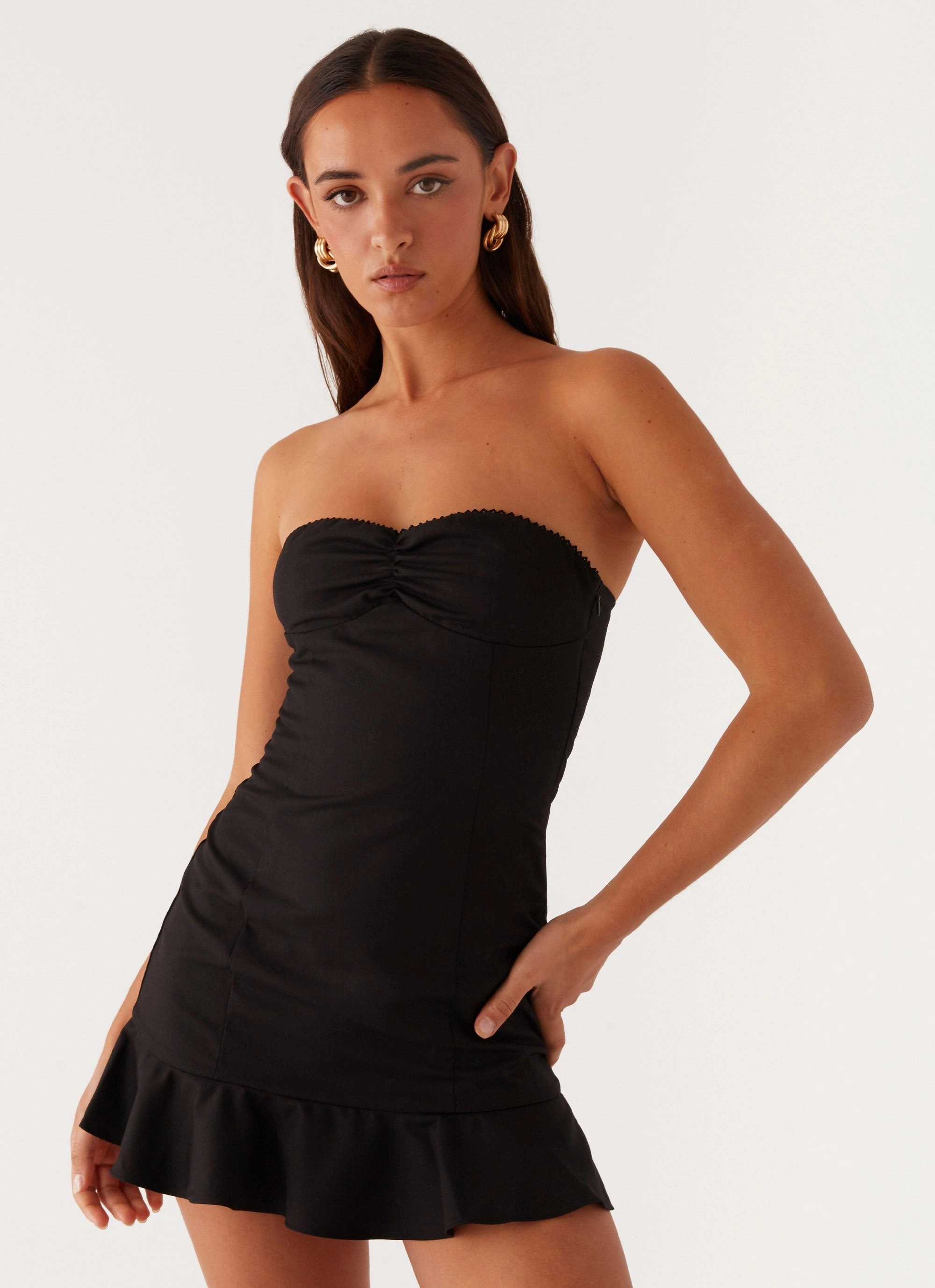 Delmi Bustier Mini Dress - Black Smooth Edge