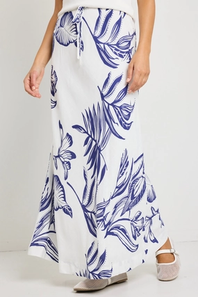Draped Design Gentle Vibe Departure Navy Silhouette Tie Waist Bias Maxi Skirt