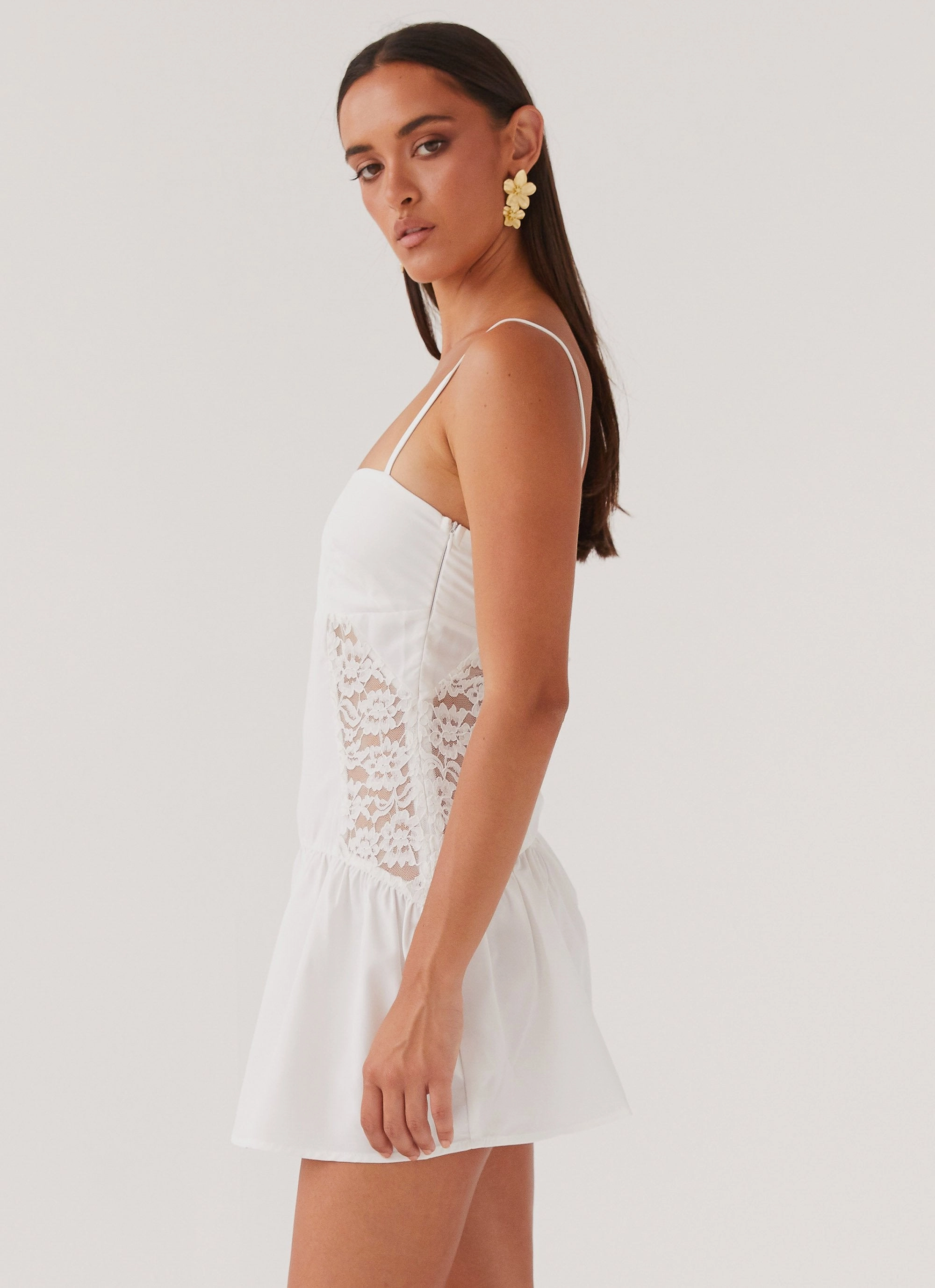 Cotton Cloud Mini Dress - White Sunny Lace Perfect Wearable