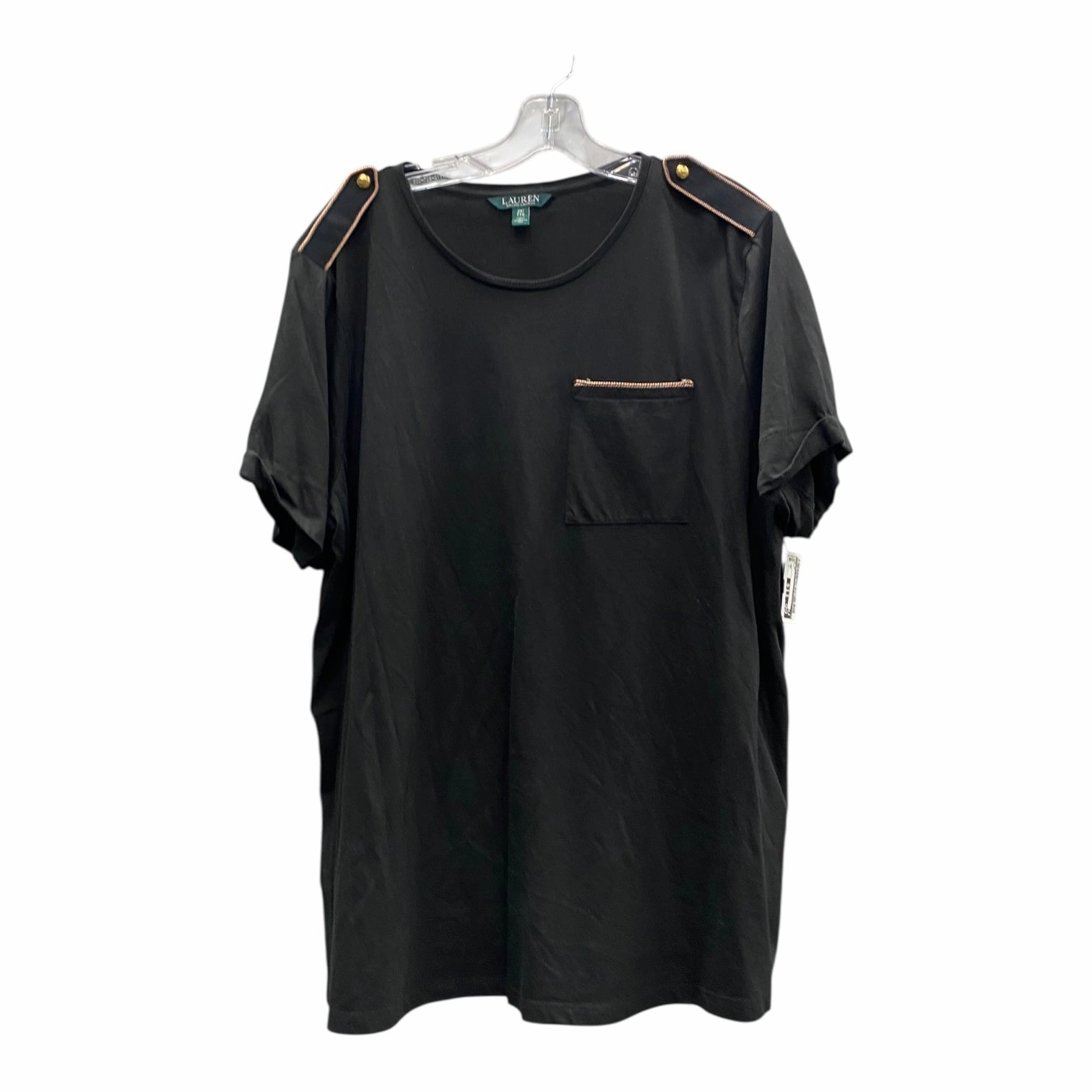 Top Ss By Lauren By Ralph Lauren In Black, Size:2X Textured Surface