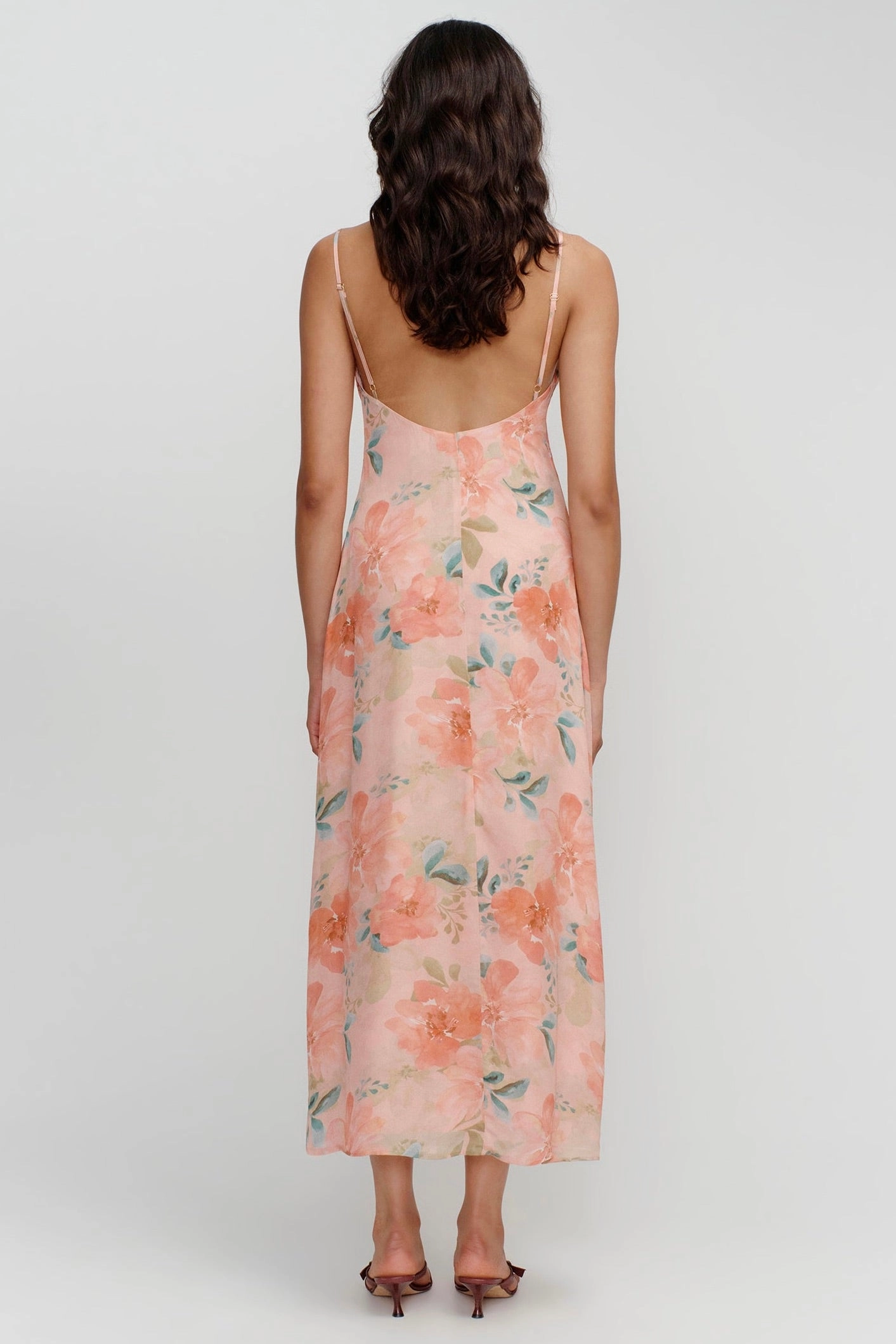 Domenica Pink Floral Midi Dress Clean Touch Non-Iron