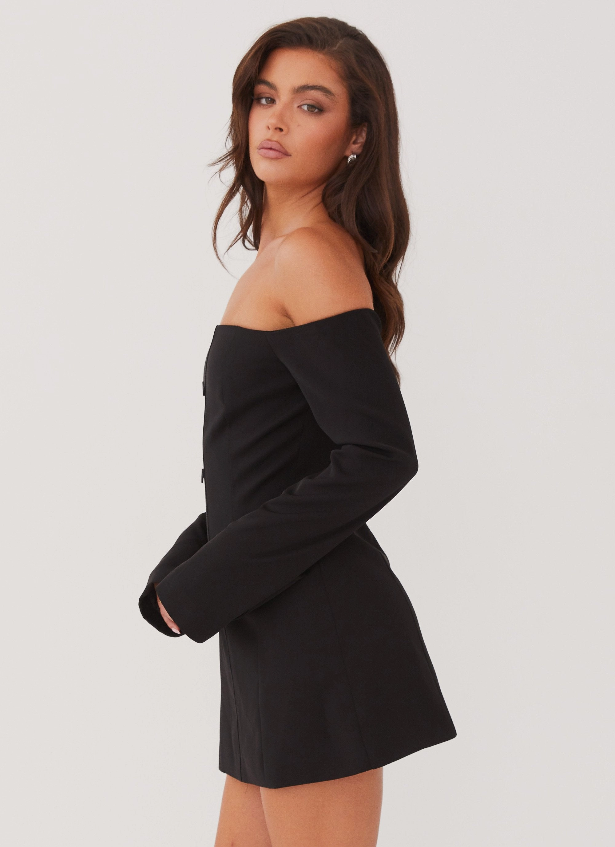 Front-Pocket Dominique Blazer Mini Dress - Black