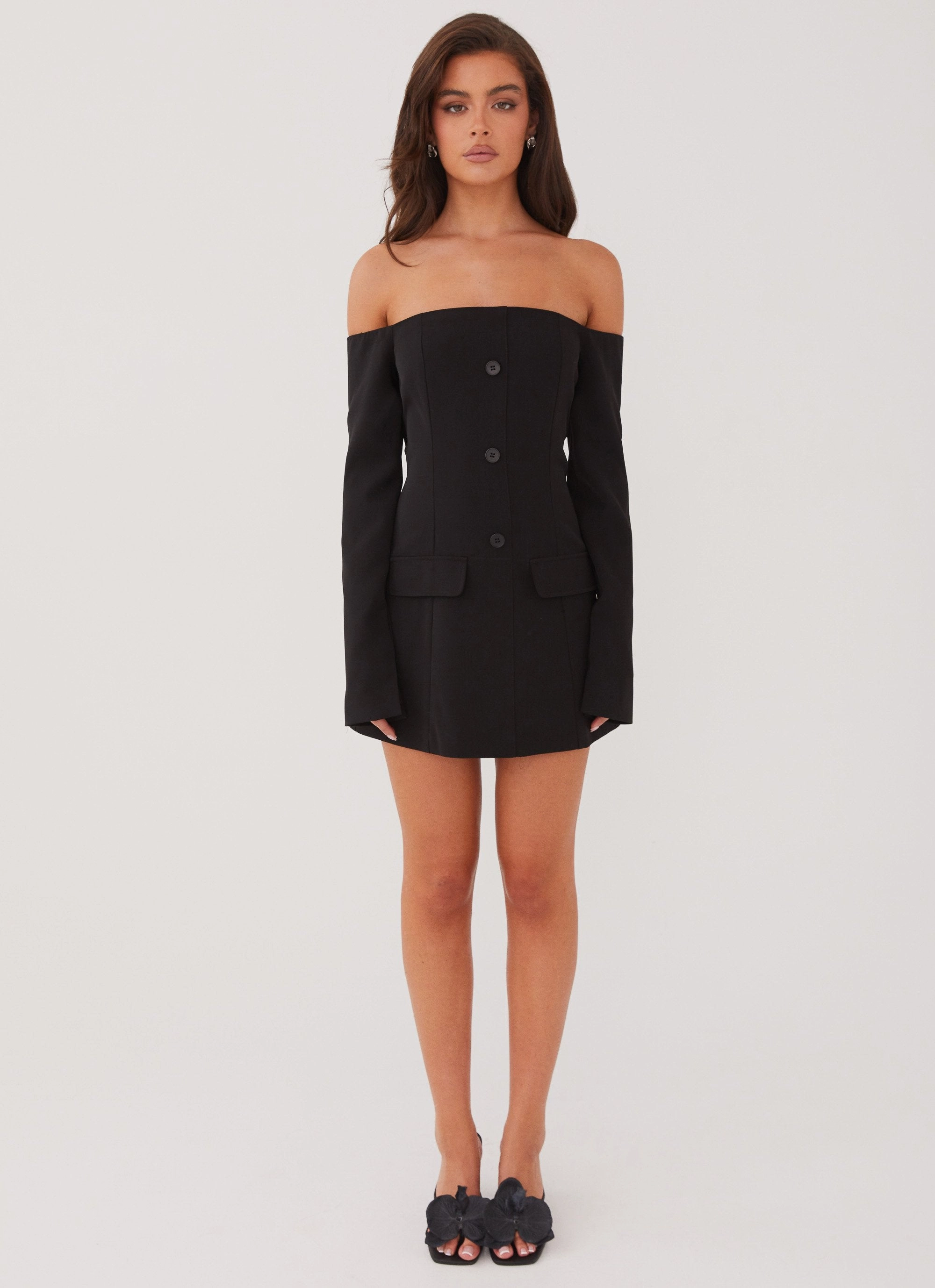 Dominique Blazer Mini Dress - Black Rose Flush