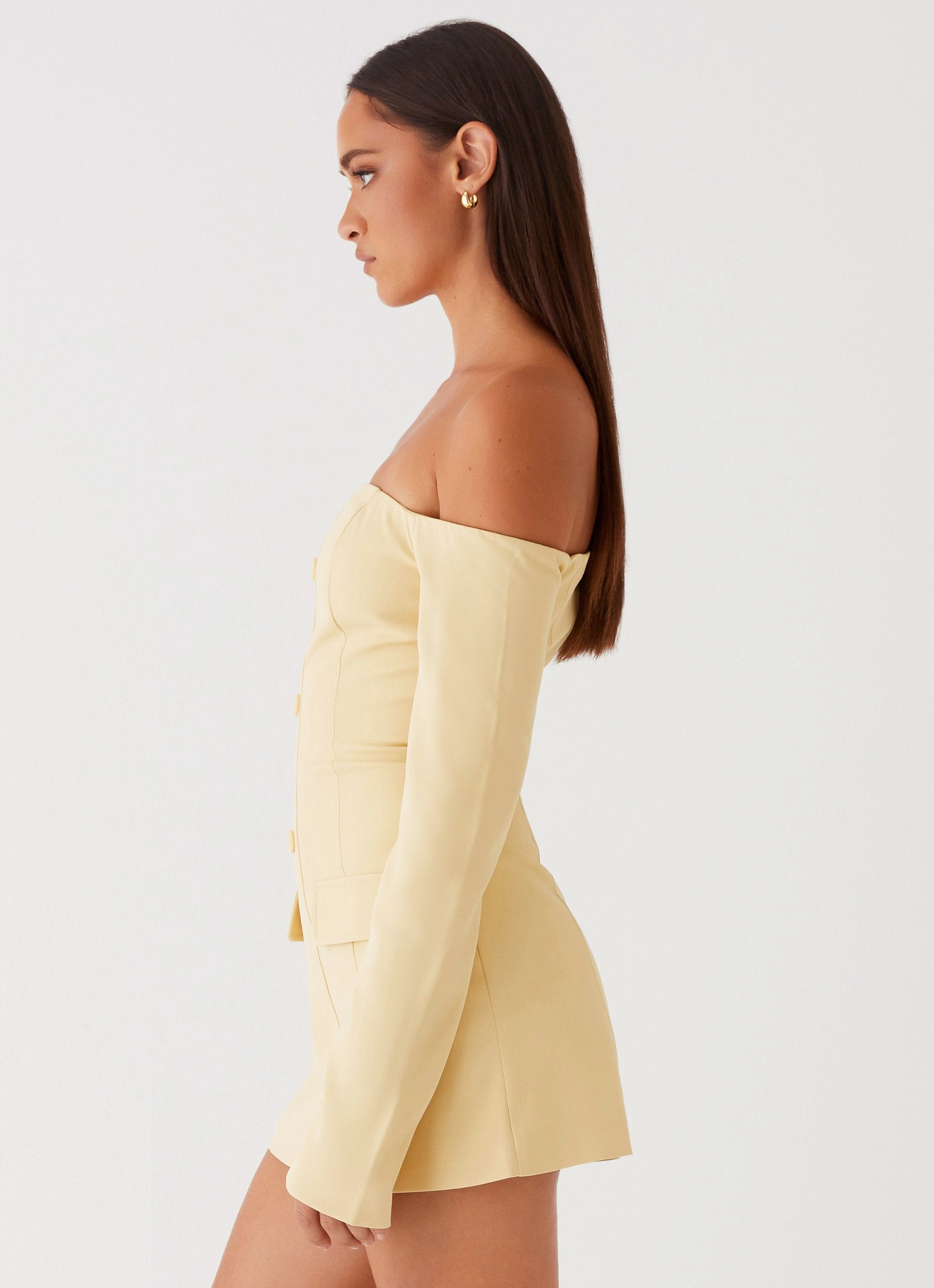 Elegant Comfort Dominique Blazer Mini Dress - Yellow
