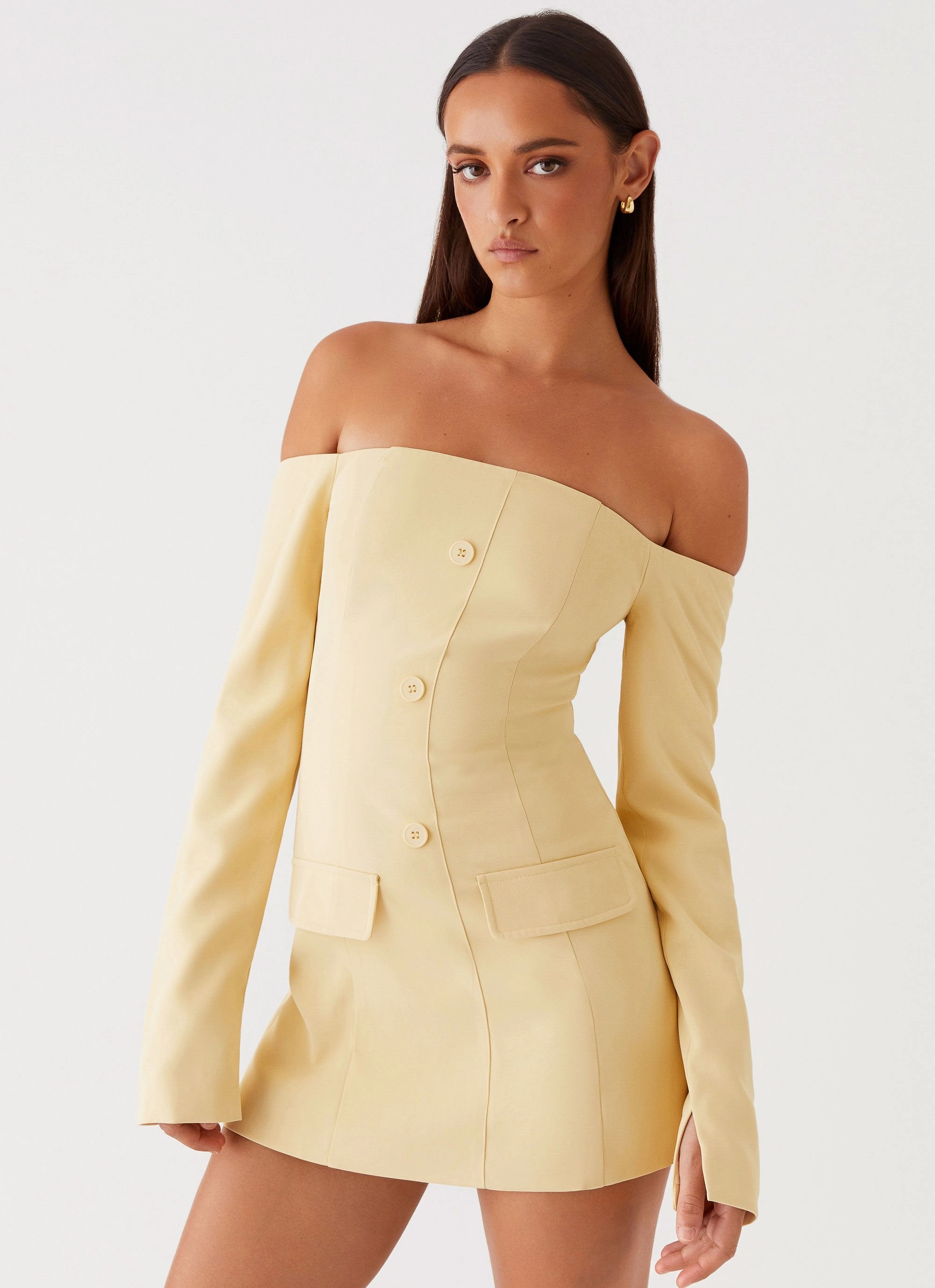 Minimal Details Halter neck Dominique Blazer Mini Dress - Yellow