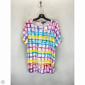 Fashionable Look Top Short Sleeve By Rouge In Rainbow Print, Size: 3x